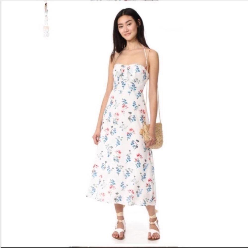 BB Dakota Womens Dawn‎ Floral Halter Midi Dress White Size 4